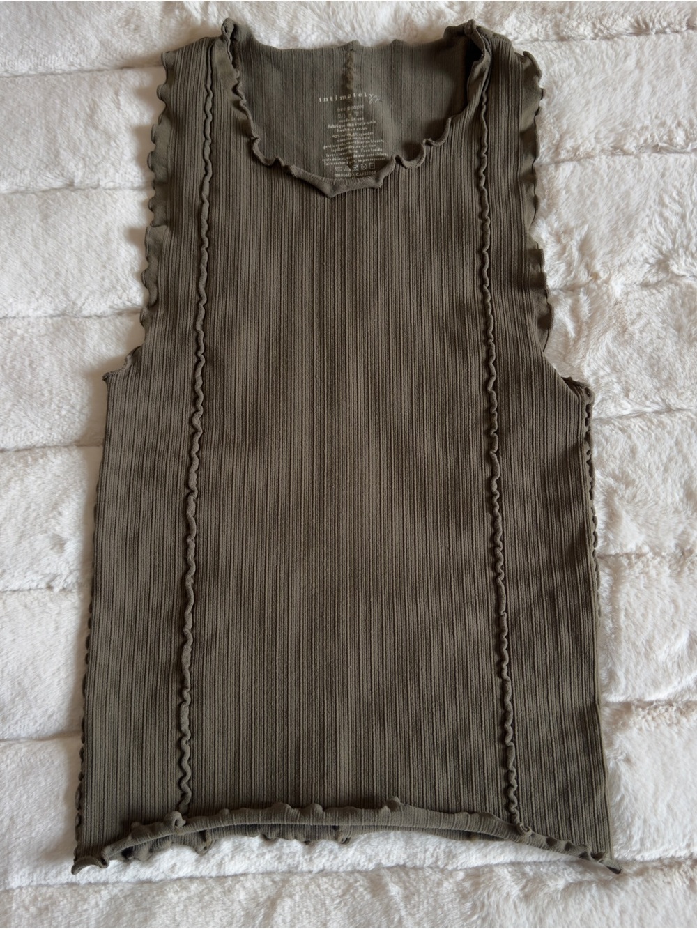 Free People - Better This Way Tank Size XS Ribbed Lettuce Edge Trim. NWOT